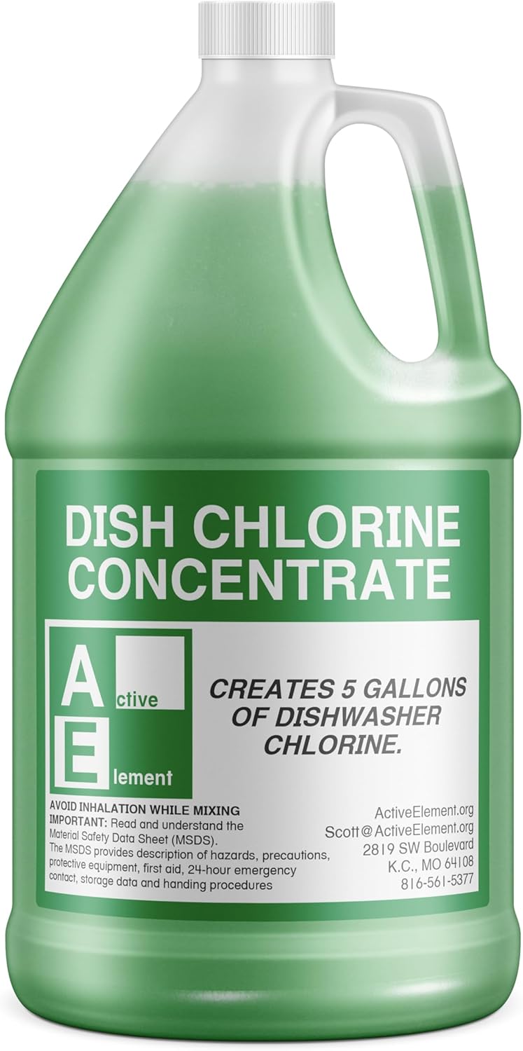 Dish Chlorine Concentrate - Food Contact Surfaces- Commercial Dishwasher - No Rinse - Food Service Kitchen - Multi-Use - Makes two 5-Gallon Pails (Diluted Further to 2,560 Gallons)