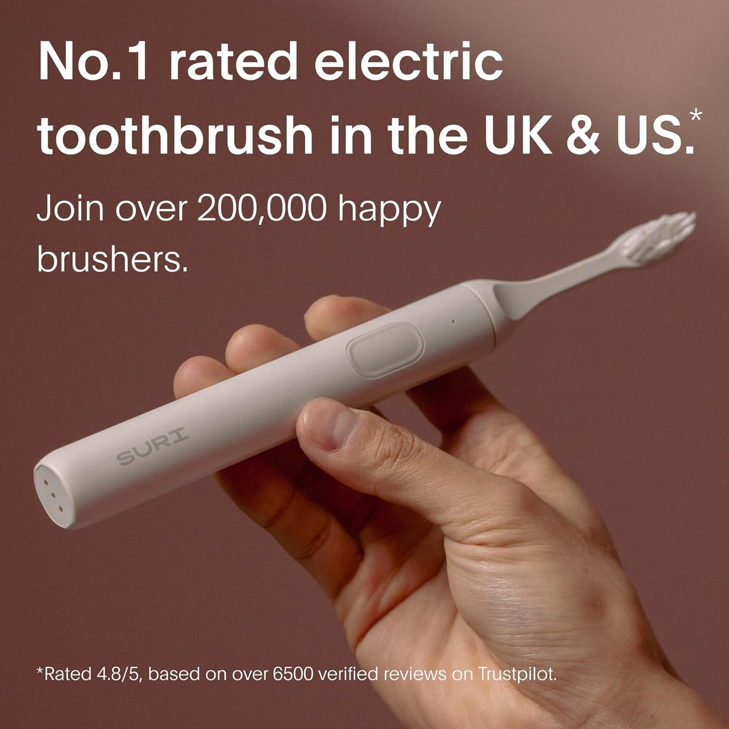 SURI Sonic Electric Toothbrush with UV Travel Case - 40-Day Battery- Designed in California - Electric Toothbrushes Adults - Slim Travel Tooth Brush