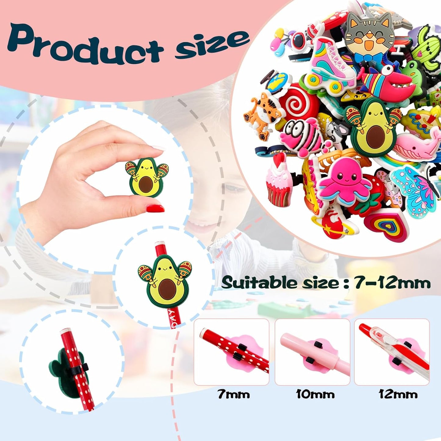 45 Pcs Pencil Topper Decorations,Different Cute Pencil Clips,Lovely Pencil Accessories,Bulk Pen Toppers Charm for Kids Students School Gifts,Prize,Reward