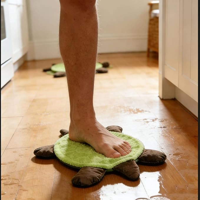 15''Adorable Turtle Floor Cleaning Mop - Machine Washable Hand & Foot Mop, Effortlessly Cleans Tile & Hardwood Floors, Fun Home Cleaning Tool