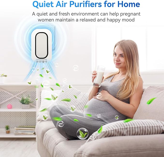 Plug In Air Purifier With 4 Negative Ion Output Heads,Small Air Freshener With Backlight,Quiet and Energy-Saving, Ideal Air Cleaners for Home,Bedroom,Office,Living Room (4)