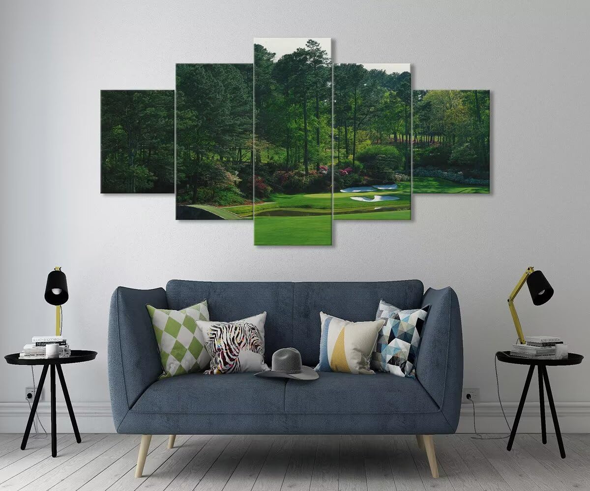 chenchenArt Augusta National Golf Course Wall Art for Living Room Bedroom Bathroom Home Decorations Augusta Golf Course Pictures Canvas Prints Framed Ready to Hang(60''W x 40''H)