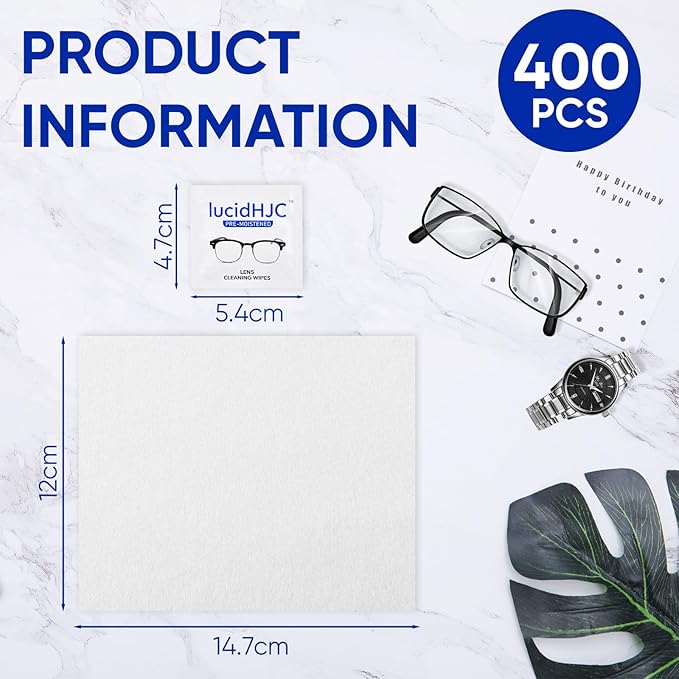 Lens Wipes for Eyeglasses/Camera Lenses,and Screens of cellphones/laptops/Computers .Cleaning Spots or dirts. Wrapped Individually Paper Wipes, Count 400