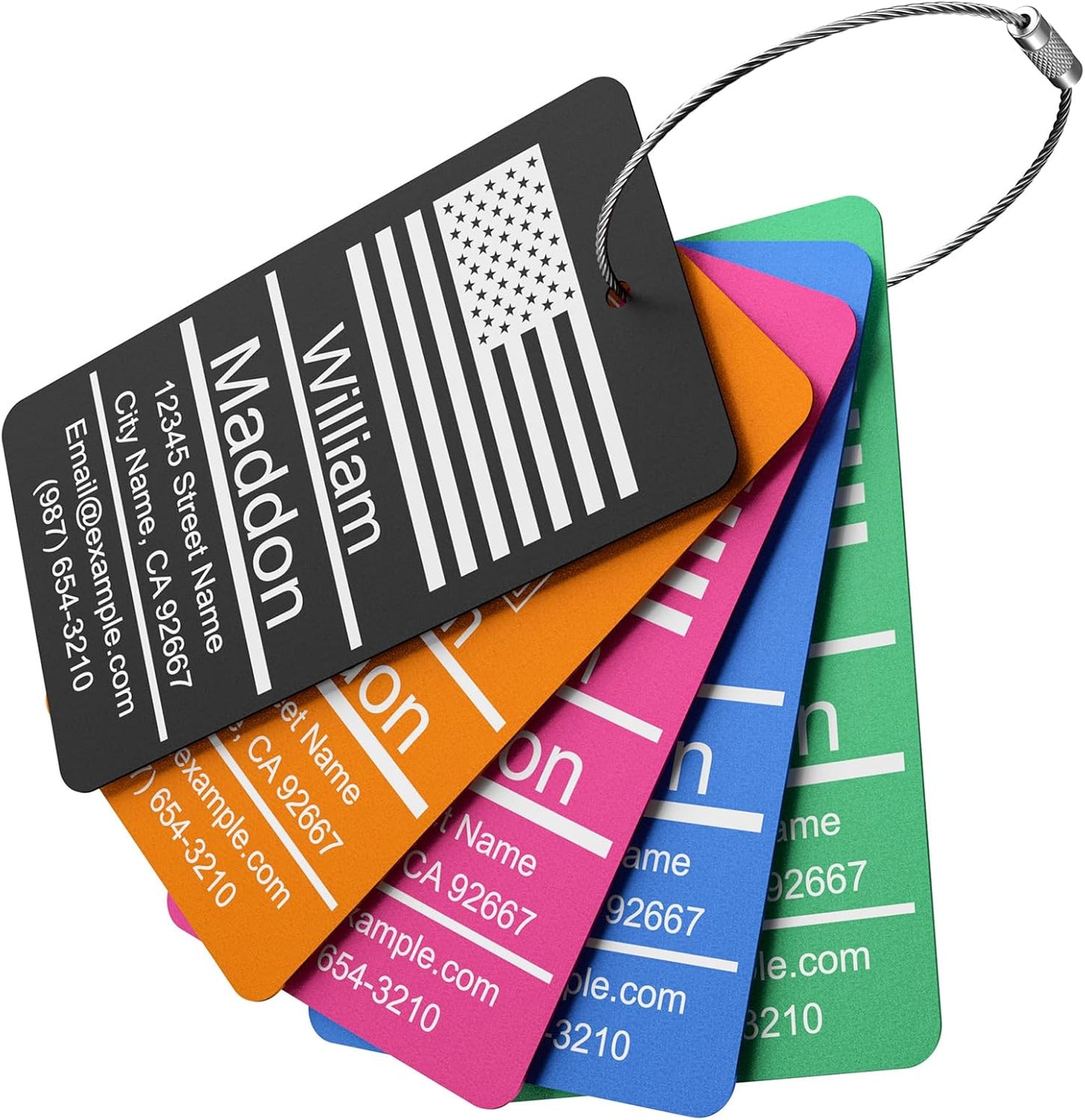 Luggage Tags for Suitcase - Personalized Engraved Metal Tag for Cruise Travel - Custom Name Tags Suitable for Bags and Backpacks Oranges