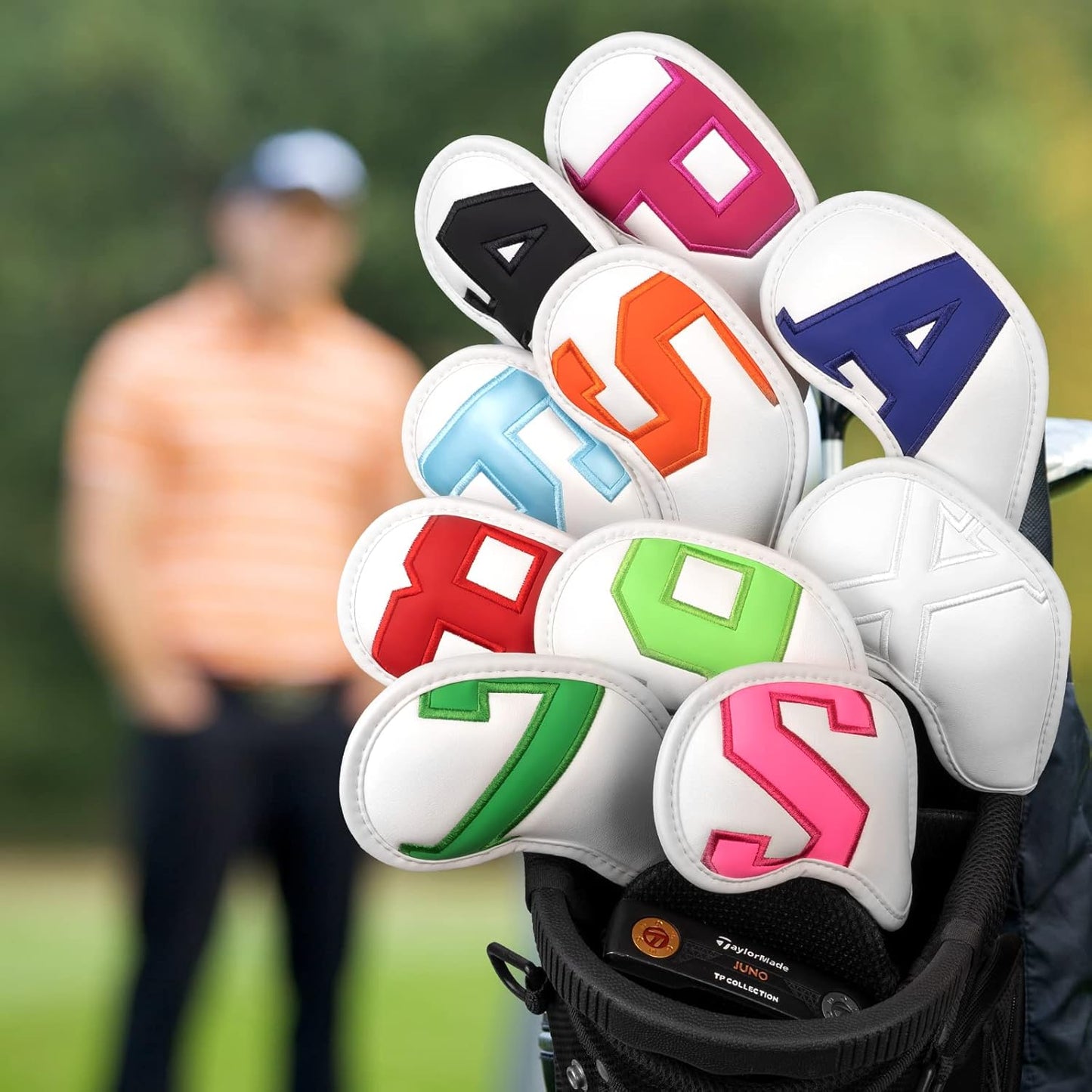 CRAFTSMAN GOLF 12pcs or 1pc Thick Synthetic Leather Golf Iron Head Covers Set Headcover Fit All Brands Callaway Ping Taylormade Cobra Etc. Also Custom Name