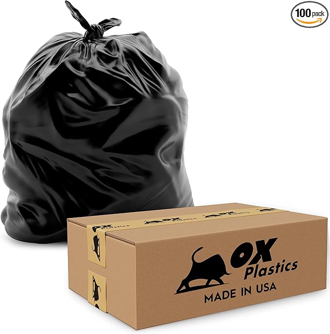 55 Gallon Trash Bag - 2 MIL thick, 100 count Large Contractor Heavy Duty Bags, Extra Large Trash Can Liner Bags, 36x52 2mil (Black)