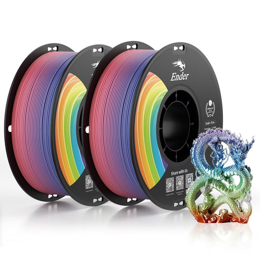 Creality 3D Printer Filament, PLA Plus Filament 1.75mm Rainbow, PLA Pro Toughness Upgraded Dimensional Accuracy +/- 0.03mm, 2 *