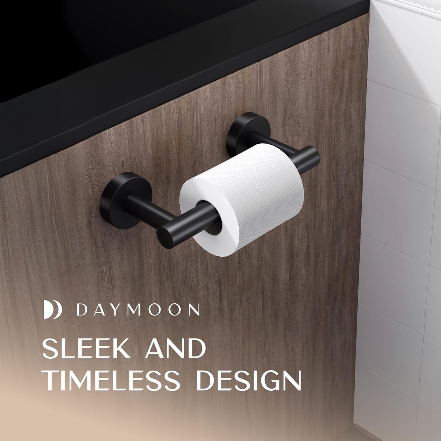 Day Moon™ (2 Pack) Matte Black Toilet Paper Holder - Black Toilet Paper Holder Wall Mount