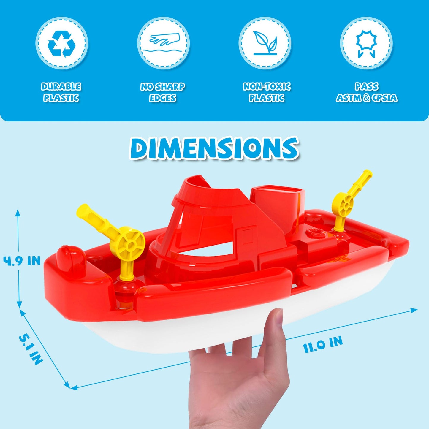 Boat Bath Toys, 3 PCS Toddler Pool Toys for Water Play, Plastic Toy Boats for Toddlers 1-3, Kids Ages 3-5