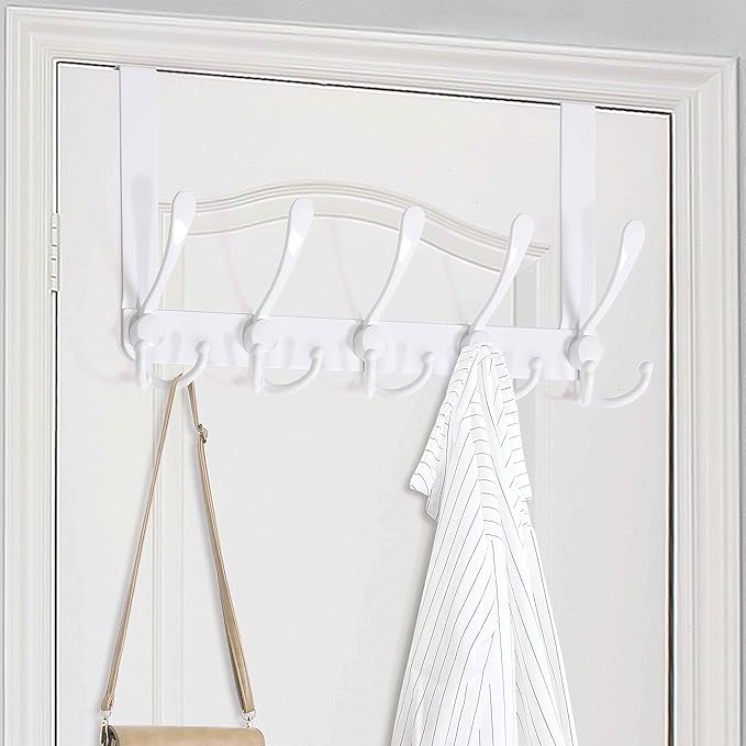 WEBI Over The Door Hooks,Over Door Hanger,Triple Door Hooks for Hanging White Over The Door Towel Rack,Door Coat Hanger,Over Door Coat Rack for Clothes,Towels,Bathroom,2 Pack