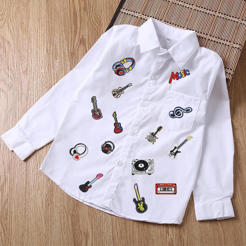 20 PCS Musician Guitar Patches Iron on/Sew on Applique Embroidered Patches for Coat Uniforms Pants Jackets Clothes Jeans Dress Vests Bags Music Fans Backpacks Hat DIY Decoration