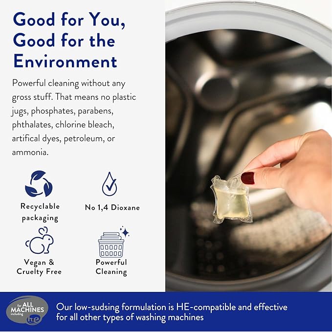 The Clean People Laundry Detergent Pods - Hypoallergenic Laundry Pods - Ultra Concentrated, Recyclable Packaging, Stain Fighting - Lavender, 96 Pack