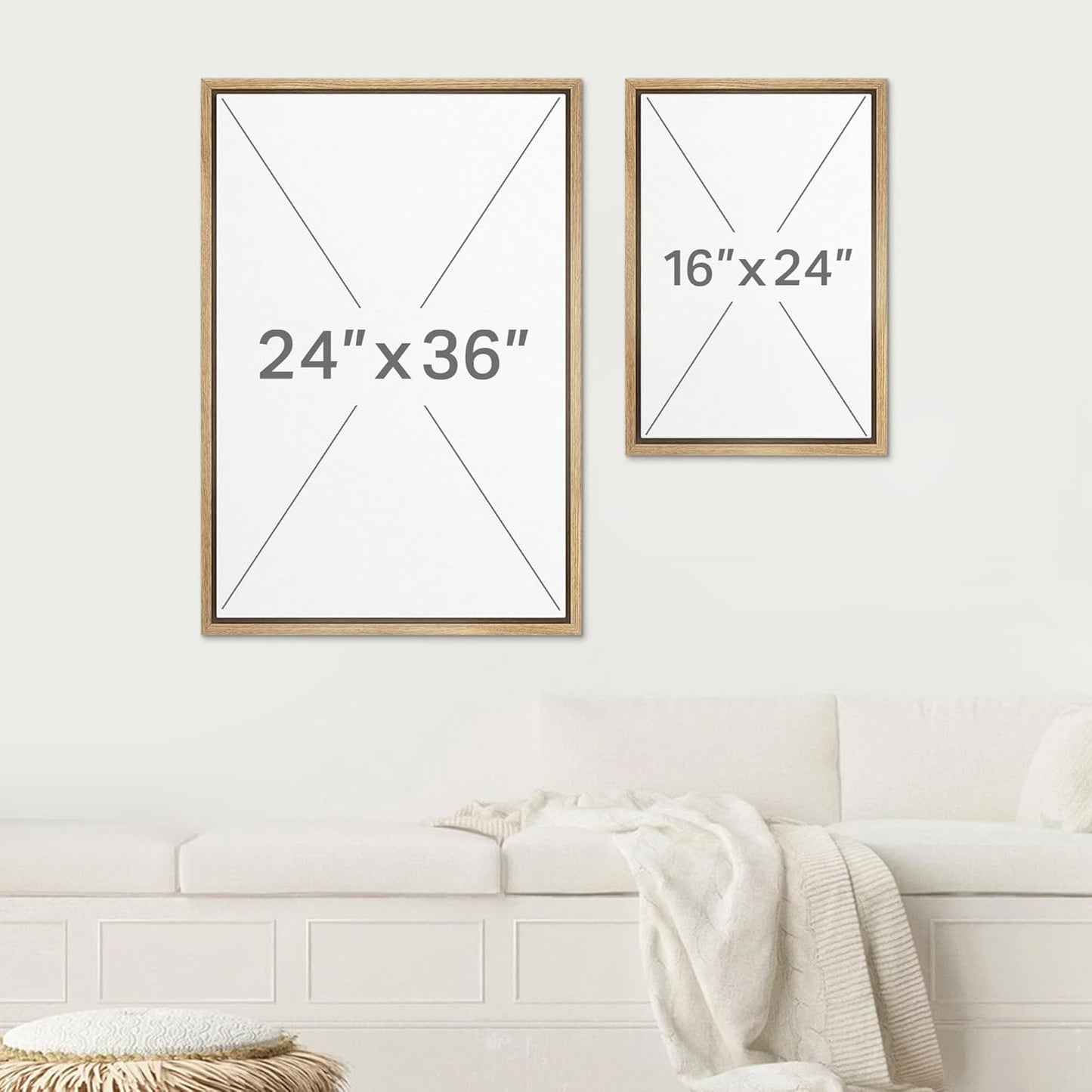 SIGNWIN Framed Canvas Print Wall Art Modern Graphic Black and White Curved Line Patterns Illustrations Modern Art Decorative Contemporary for Living Room, Bedroom, Office - 16"x24"x2 Natural