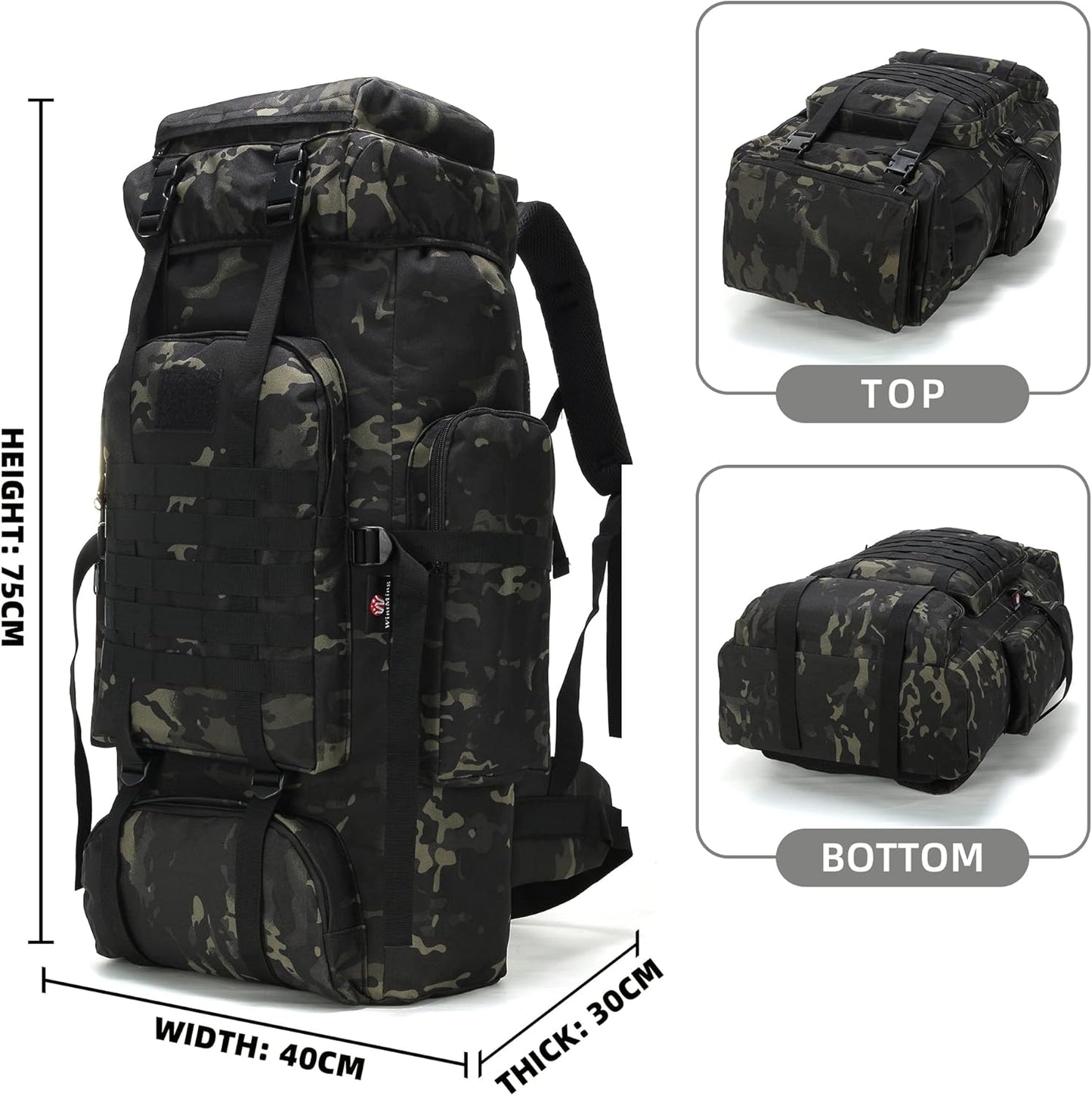 King'sGuard 70L Camping Hiking Backpack Tactical Backpack Military Molle Rucksack Backpack for Outdoor