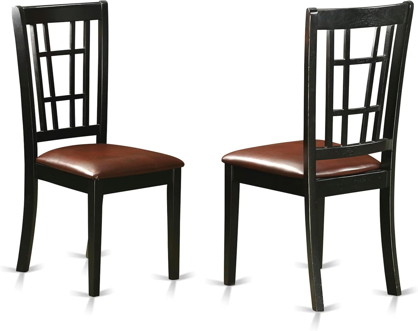 East West Furniture PLNI9-BCH-LC 9 Piece Dining Room Table Set Includes an Oval Wooden Table with Butterfly Leaf and 8 Faux Leather Kitchen Dining Chairs, 42x78 Inch, Black & Cherry