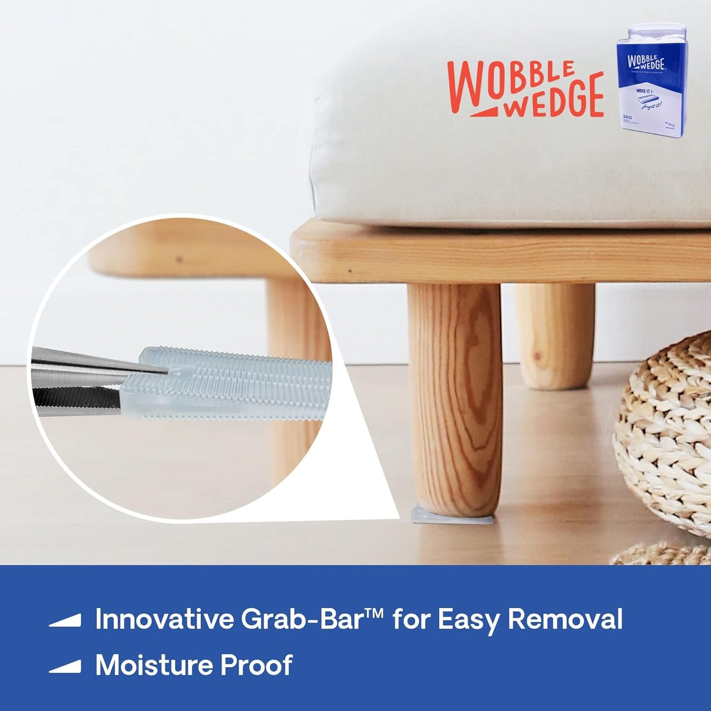 The Original Wobble Wedge Rigid Plastic Shims-MADE IN USA- Heavy-Duty Leveling Wedges for Furniture, Tables, Toilets, Home Improvement & Work Projects-Transparent Plastic Shim, Leveling Feet, 300 Pack