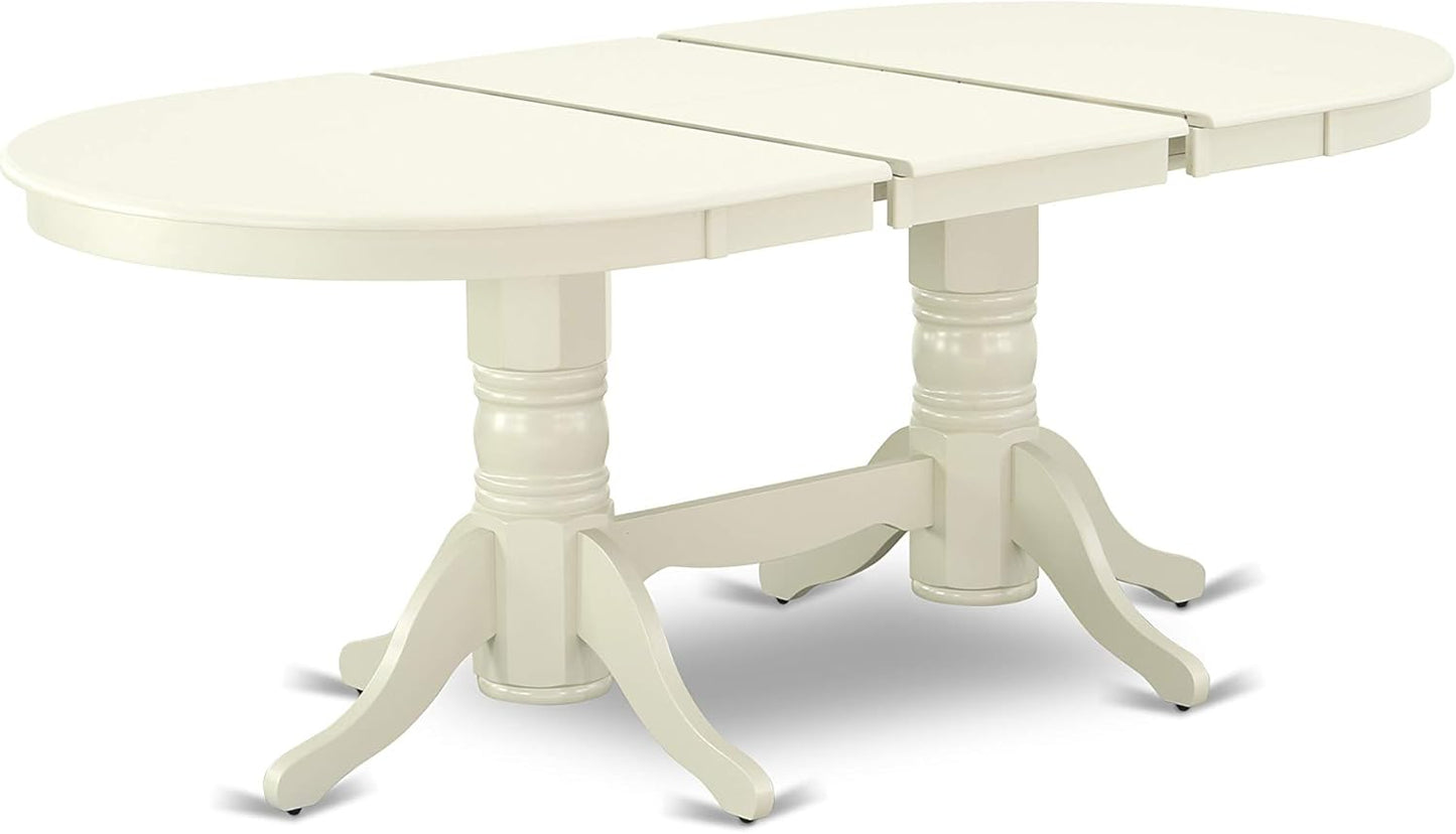 East West Furniture VABO7-LWH-W 7 Piece Dining Set Consist of an Oval Dining Room Table with Butterfly Leaf and 6 Wood Seat Chairs, 40x76 Inch, Linen White