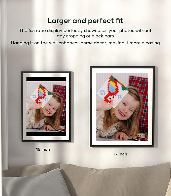 Cozyla Digital Picture Frame Large 17 Inch Digital Photo Frame Share Pictures via Email Google Photos Web Browser App Electronic Picture Frame Slideshow Free Unlimited Storage Video Picture Frame Mat