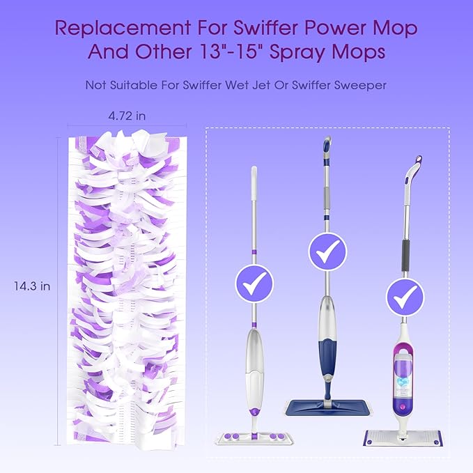 7 Pack Disposable Mop Pads Compatible with Swiffer PowerMop, Replacement for Swiffer Power Mop Refills, Super Absorbent & Scrubbing Power, Dry&Wet Use for Wooden Floors Tiles & Hard Surfaces Cleaning