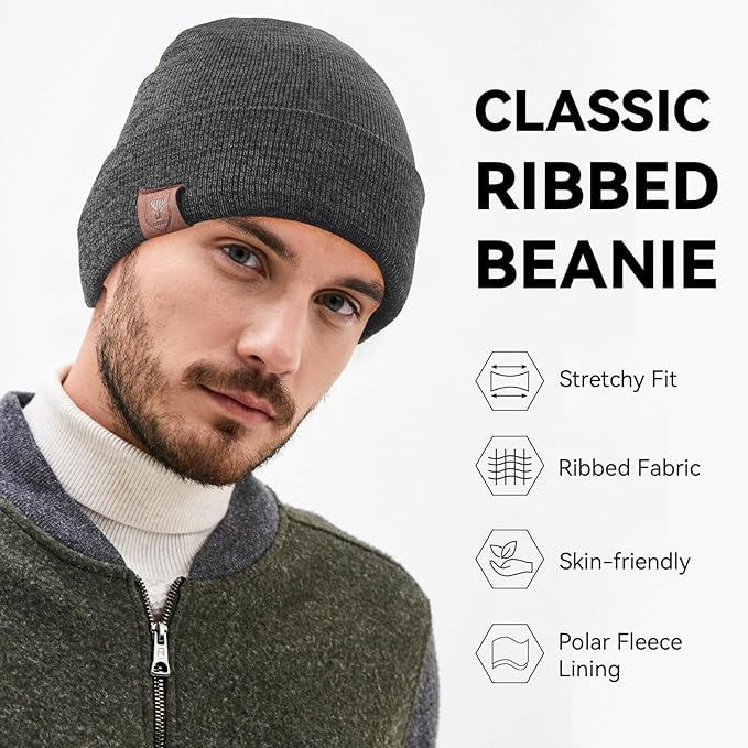 OZERO Winter Beanie Daily Hat - Thermal Polar Fleece Ski Stocking Skull Cap for Men and Women