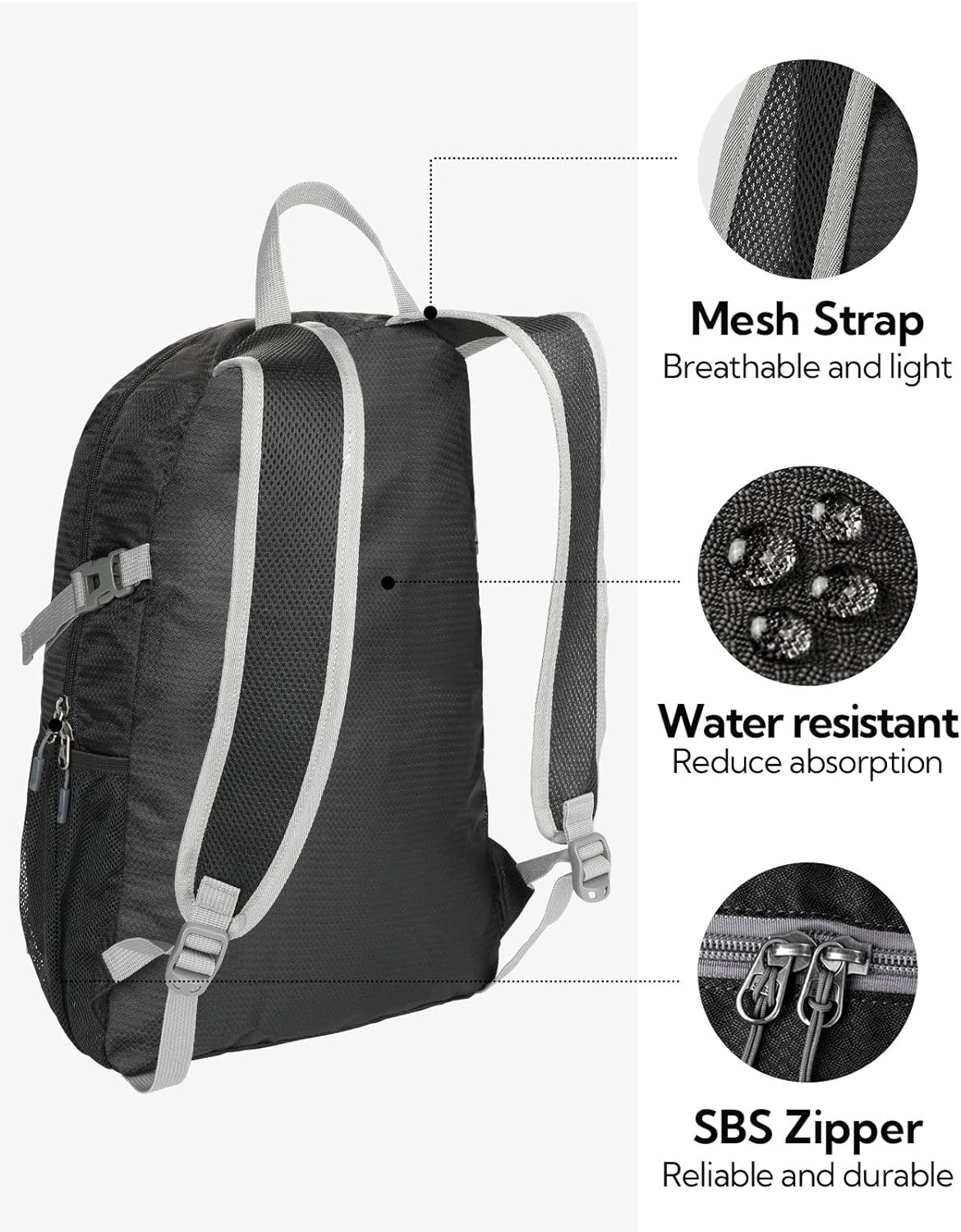 WATERFLY Small Lightweight Packable Backpack: 20l Ultra Light Foldable Travel Hiking Camping Daypack Day Pack for Man Woman