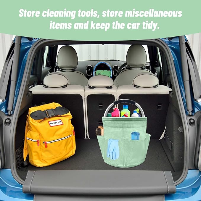 Cleaning Caddy for Cleaning Supplies, 17L Cleaning Supply Caddy with Handle Foldable Cleaning Supplies Organizer Bucket Tool Bag Organizer Cleaning Products Organizers for Home, Garden (Green)