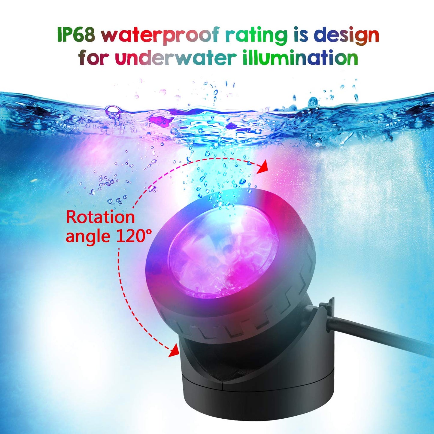 Pond Lights Remote Control Submersible LED Lights [Set of 4] IP68 Underwater Lights Aquarium Spotlight 48LED with Timer Landscape Lamp for Swimming Pool Fish Tank Fountain Pond Decoration