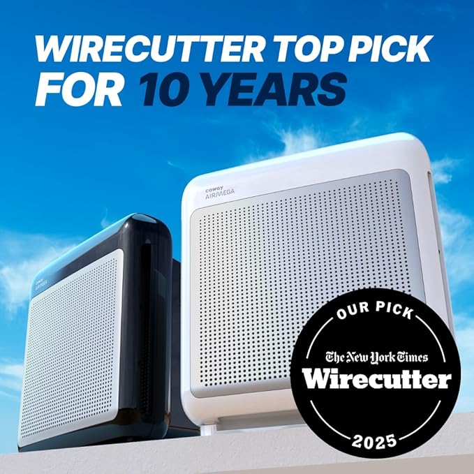COWAY Air Purifiers for Home Up to 1,748ft², True HEPA Filter for Smoke, Allergies, Pet Dander, Odor, Air Quality Monitor, Auto&Eco Mode, Timer, Filter Indicator, 3yr Warranty, 200M, White