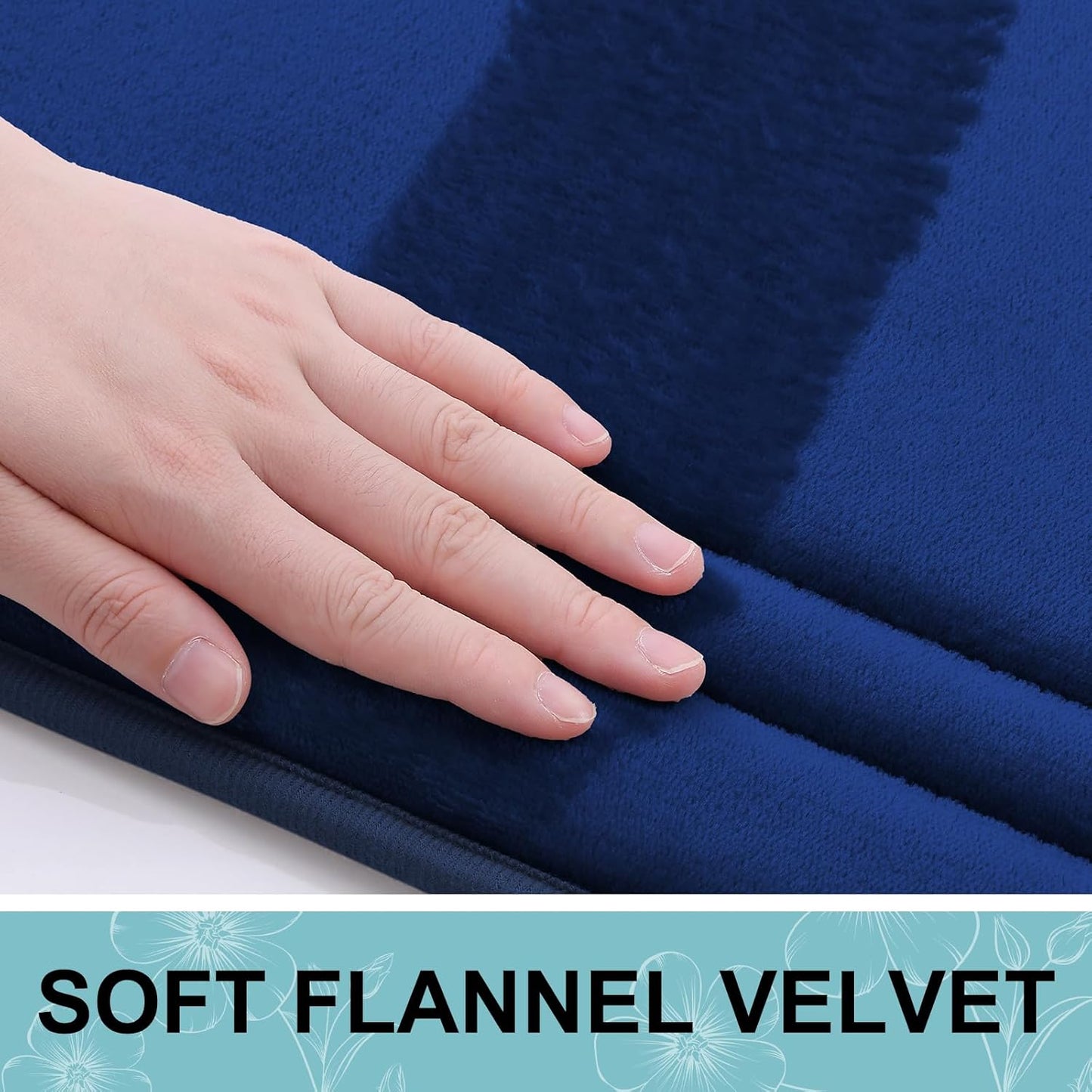 Grandaily Memory Foam Bath Mat Rug 47x20, Ultra Soft, Non-Slip and Absorbent Bathroom Rugs, Machine Wash Dry, Comfortable Bath Carpet for Bathroom Floor, Tub and Shower, Navy Blue