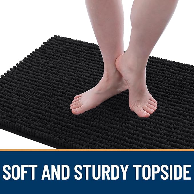 OLANLY Dog Door Mat for Muddy Paws 40x32, Ultra Absorbent Chenille Mud Doormat, Non-Slip Washable and Dirt Trapping Doormat for Indoor Entryway, Quick-Dry Indoor Pet Bed Mats for Dogs, Black