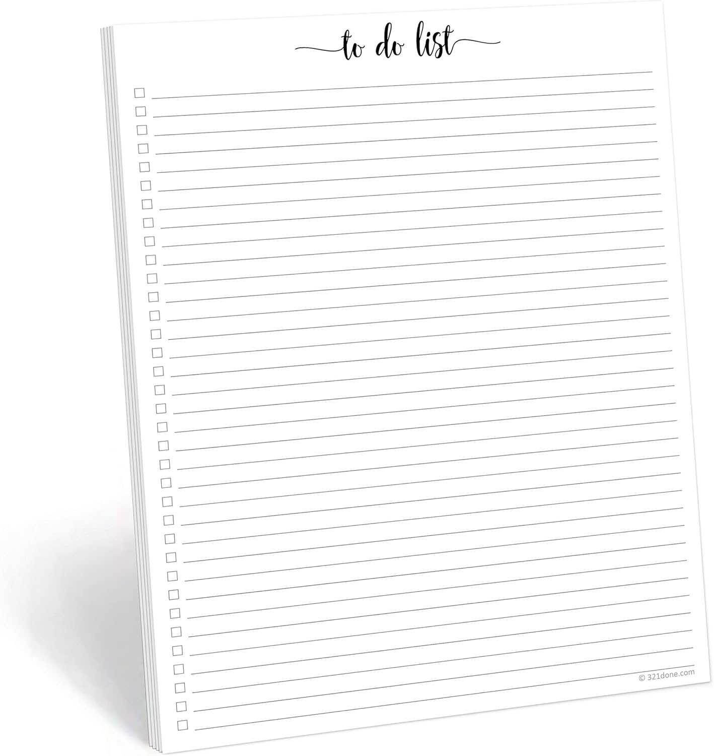 321Done To Do List Notepad - 50 Sheets (8.5" x 11") To-Do Checklist Tear Off Planning Pad, Large Letter-Size - Made in The USA - Simple Script - College-Ruled
