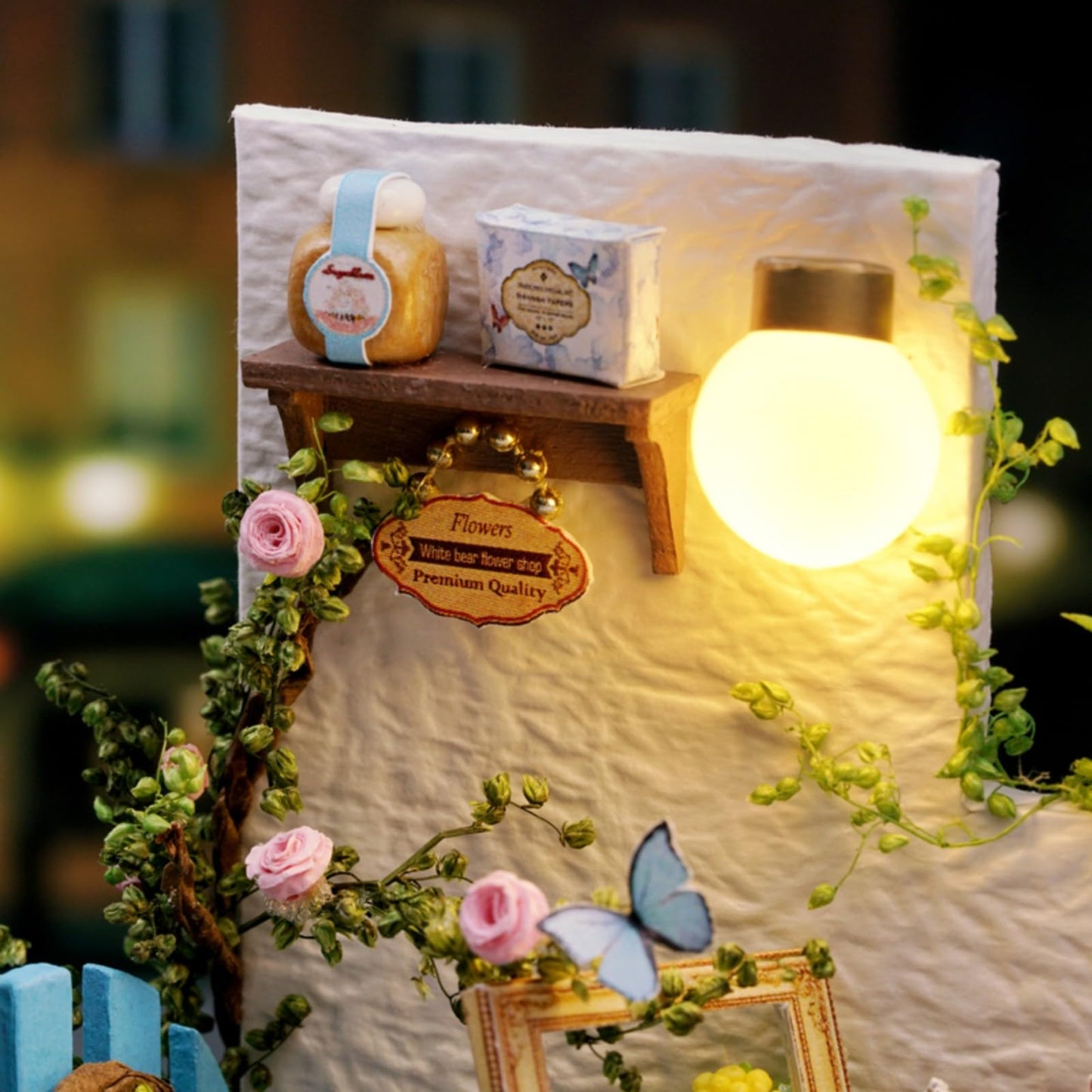 OZJAY DIY Miniature House Kit with Dust Proof Cover, 1:24 Scale Creative Room Mini DIY Wooden Dollhouse Miniature Kit for Adults Teen, Corner Garden