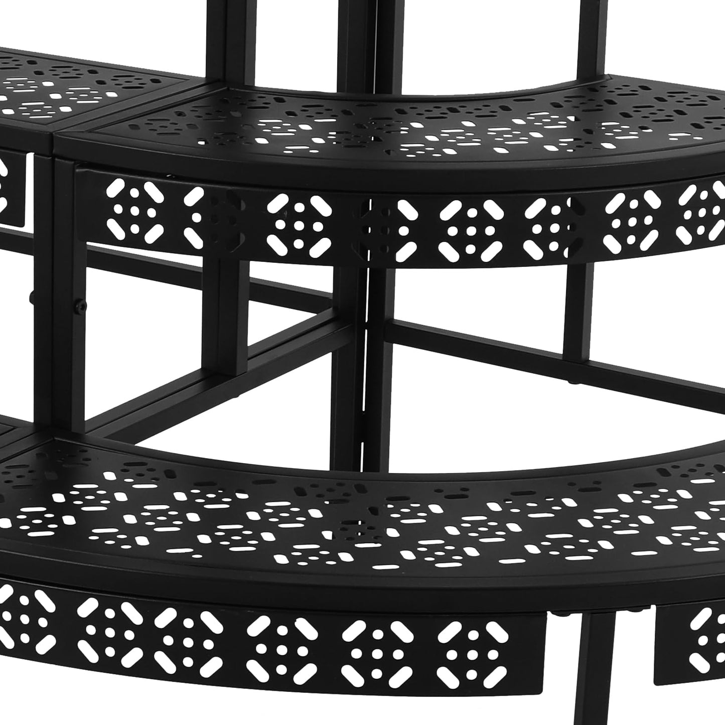 AYLYOTOY 3-Tier Metal Plant Stand, Quarter Round Plant Corner Shelf, Tiered Ladder Flower Pot Display Holder Storage Organizer Rack for Patio, Balcony, Garden, Home, Indoor Outdoor Use