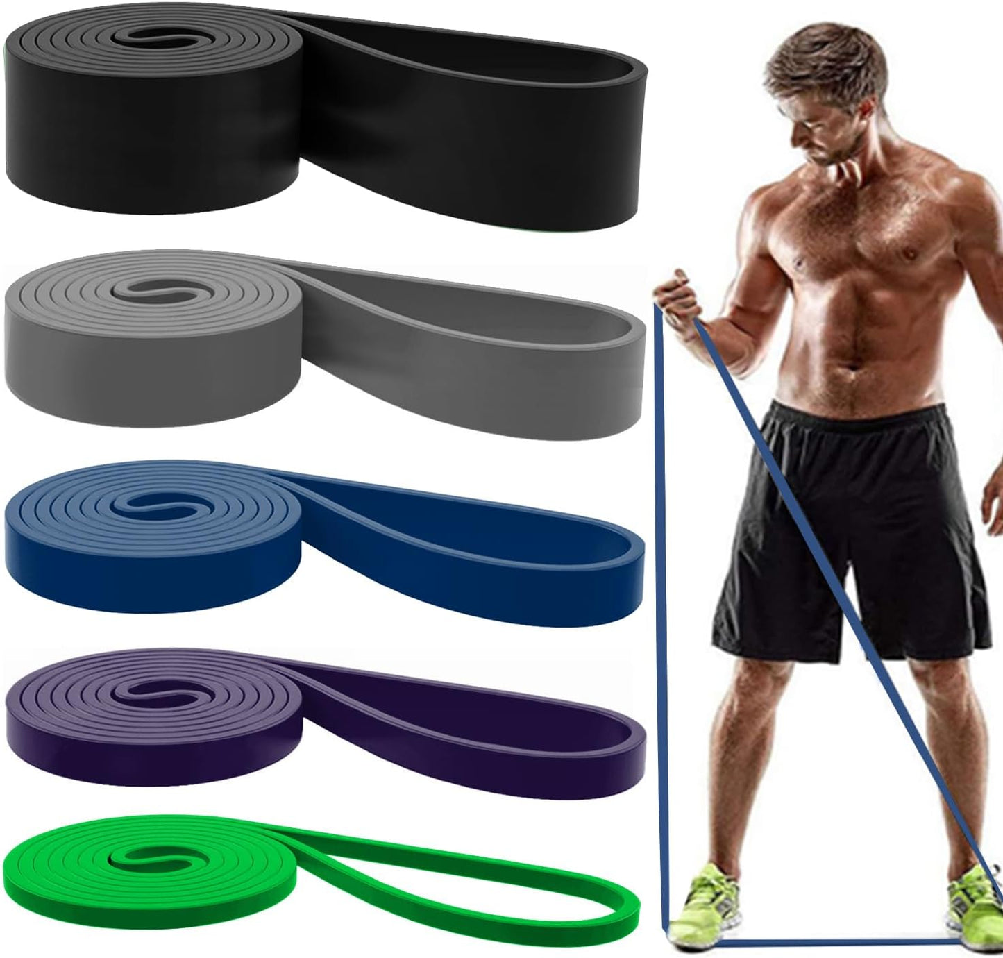 Resistance Bands, Pull Up Assist Bands - Workout Bands, Eexercise Bands for Working Out, Fitness, Training, Physical Therapy for Men Women