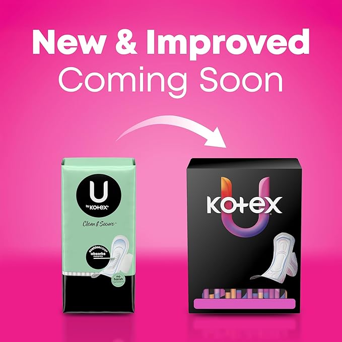 U by Kotex Pads with Wings, Clean & Secure, Ultra Thin, Heavy Absorbency, 44 Count (Packaging May Vary)