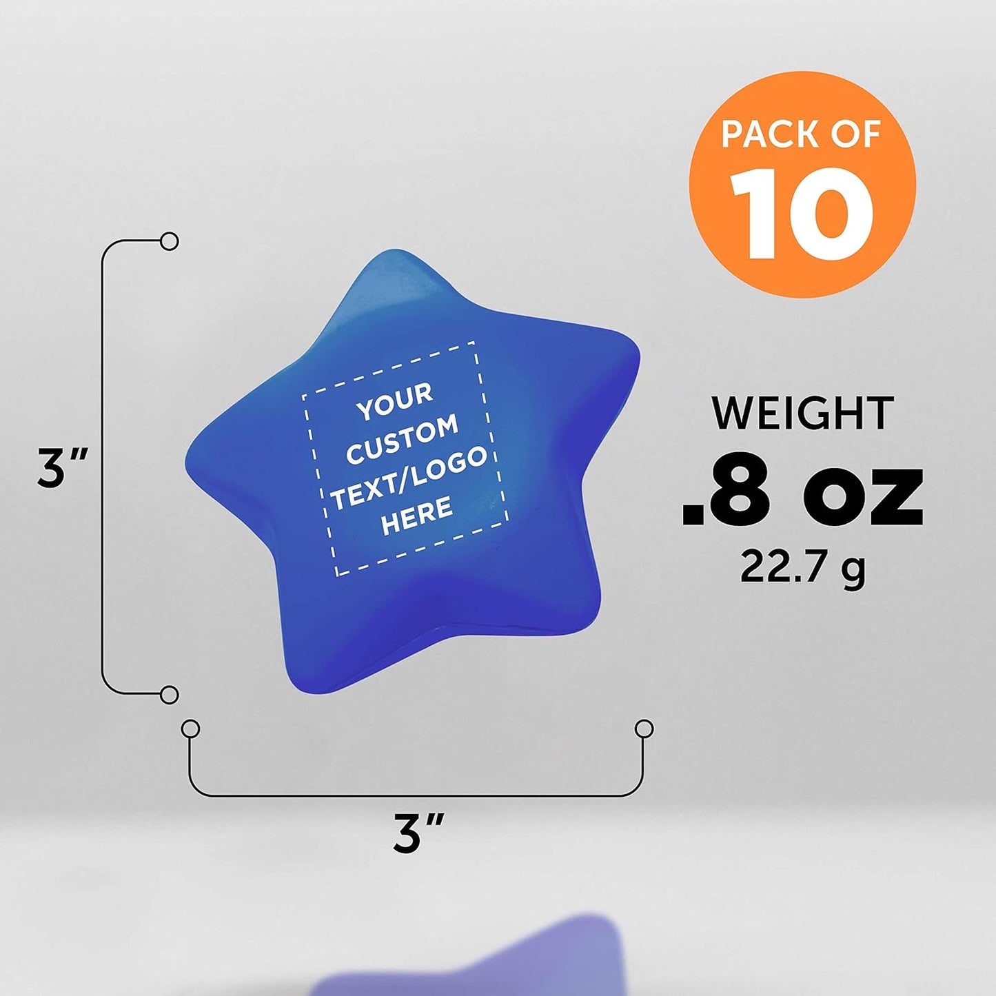 DISCOUNT PROMOS Custom Star Squeeze Balls Set of 10, Pesonalized Bulk Pack - Perfect for Promotional Giveaways - Blue