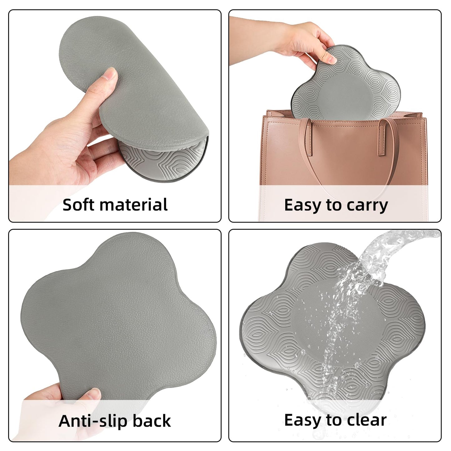 Yflingjie Yoga Knee Pads, Set of 4, Mats for Knees and Elbows, Fitness, Meditation, Kneeling, Balance, Floor, Pilates（grey)