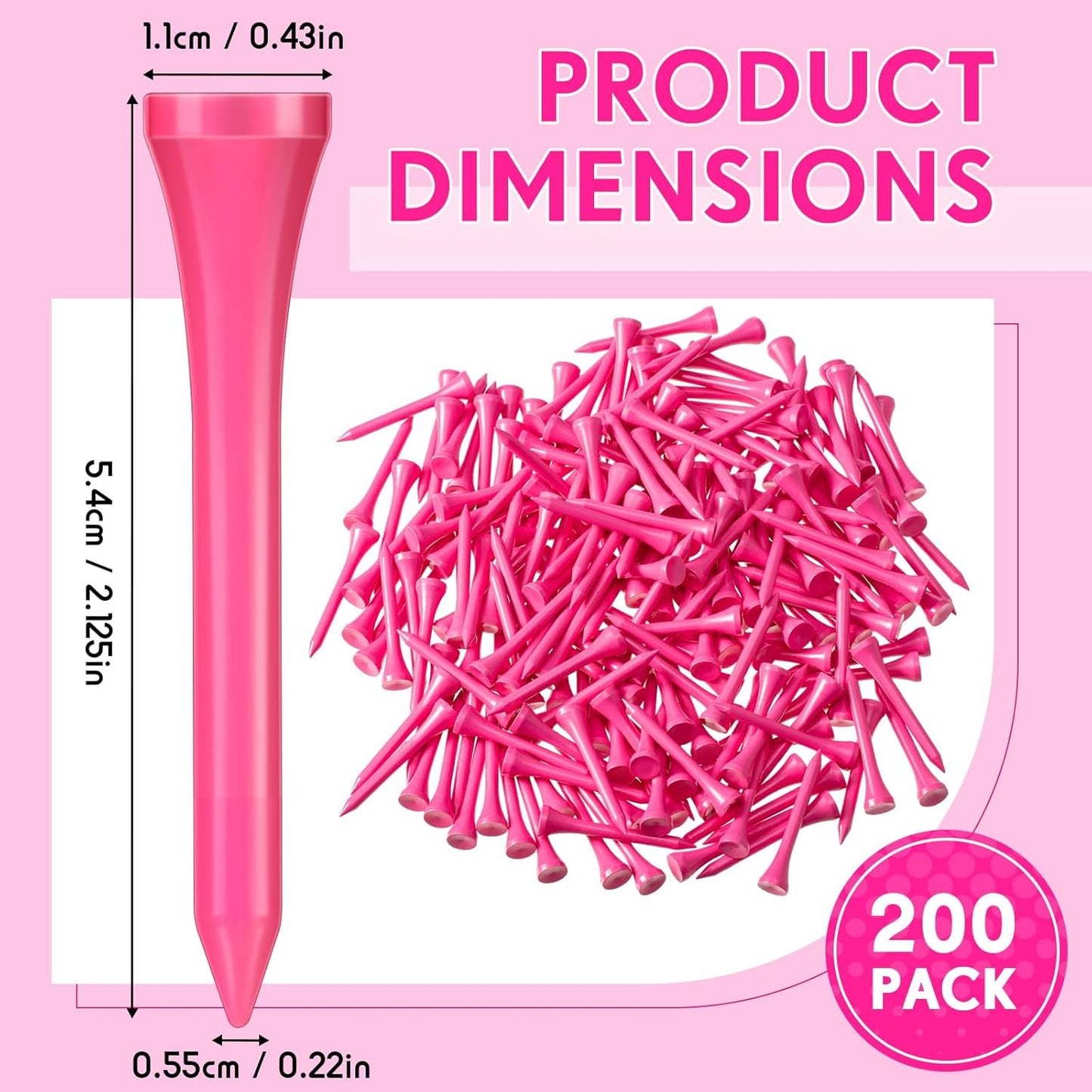 Jenaai 200 Pcs Golf Tees Bamboo Golf Tees Professional Golf Tees Bulk for Women Golf Club Accessories