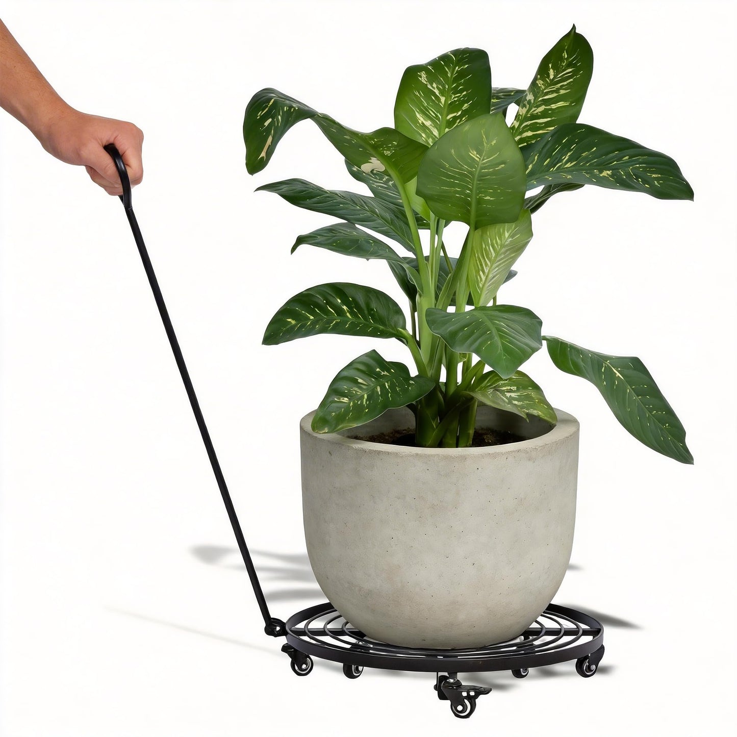 Goooxim 22 Inch Plant Rollers with Wheels - Heavy Duty Steel Round Dolly for Easy Indoor/Outdoor Movement, Removable Handle & 360° Swivel Wheels, Perfect for Large Pots, Planters & Trees