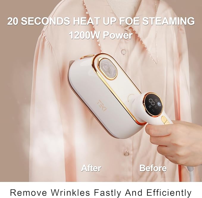 Travel Steamer for Clothes Portable, 1200W Handheld mini travel Steam Iron 4 Mode with LCD Displa Powerful Wrinkle Remover, Garment Steamer for Home, Dorm, Travel 120V