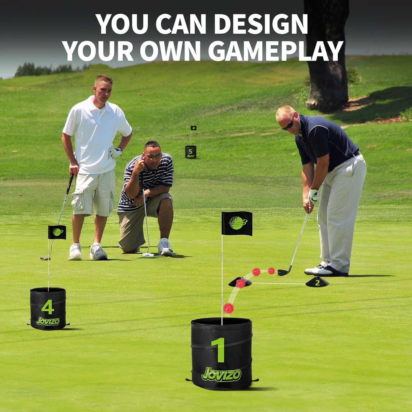 Golf Chipping Game with 1 Club & 6 Holes, Portable Golf Set for Adults Kids, Outdoor Indoor Sports Practice Toy for Family Play Yard, Backyard, Lawn, Beach