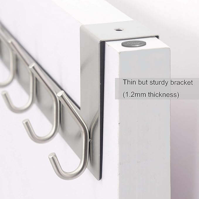 WEBI Over The Door Hooks,Door Hanger Over The Door Towel Rack,Door Coat Towel Hanger Door Coat Rack 6 Hooks for Hanging Clothes,Jacket,Hats,Bathroom,White,2 Packs