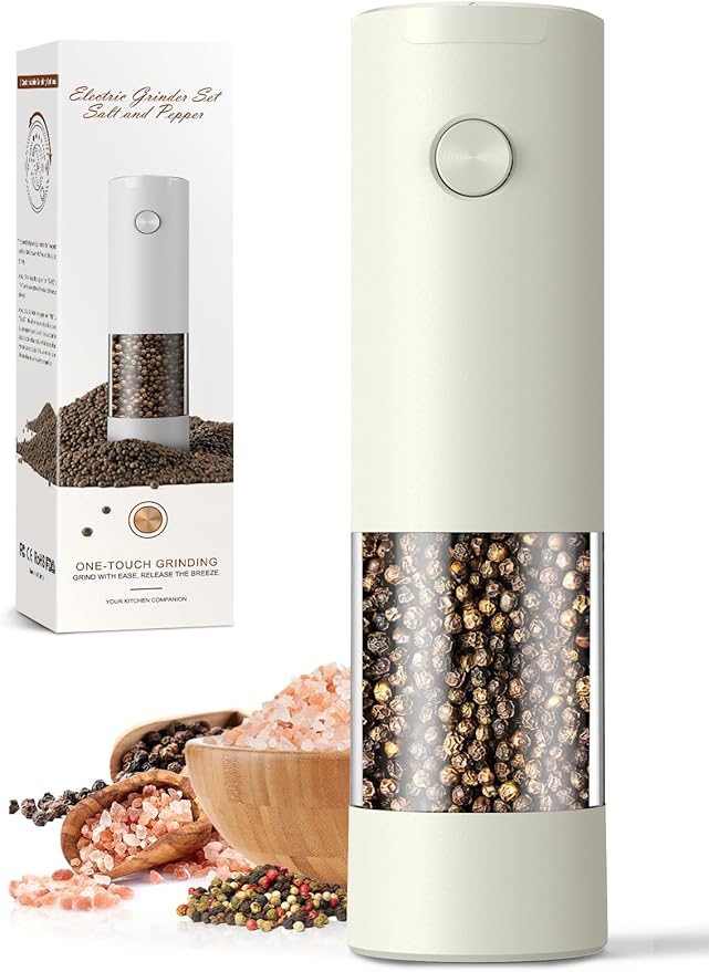 Salt and Pepper Grinder Set Electric Adjustable Coarseness Salt Pepper Grinder Shakers House Warming Gifts Automatic Battery Pepper Mill Shakers Gifts for Women Wedding Registry Must Haves