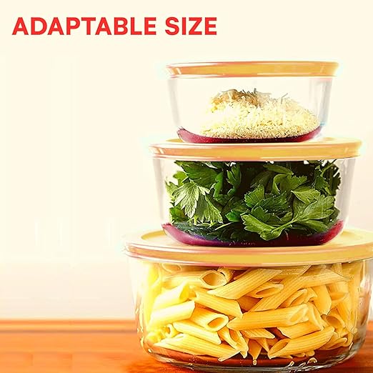 Wood Grip - Lids for Pyrex and Anchor Round Glass Containers - Lids for Pyrex Glass Containers - Replacement Lids (Red, 2 Cups, 4 Pack)