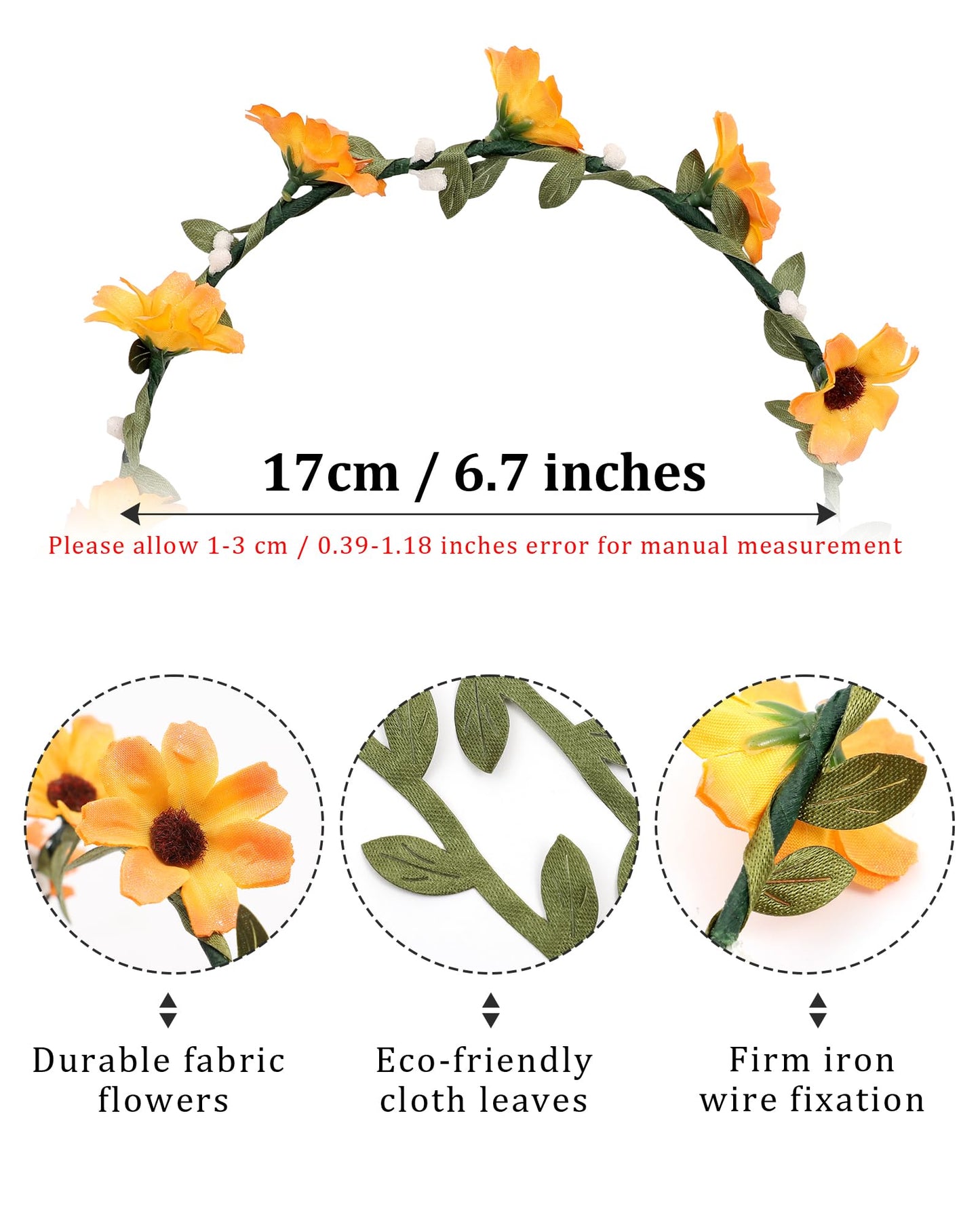 AWAYTR Bohemia Flower Crown Headband - Women Girl Fashion Green Leaves Ribbon Garland Floral Headpiece For Wedding Party Photography (C-Mixed Color-9Pcs)