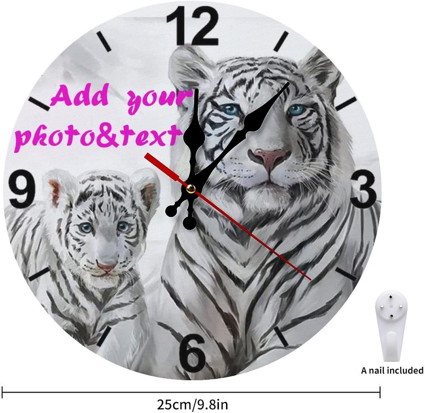 Custom Wall Clock,Personalized Wood Clock add Your Photo/Text,Customizable Silent Round Decoration for Kitchen Bathroom 12inch style3