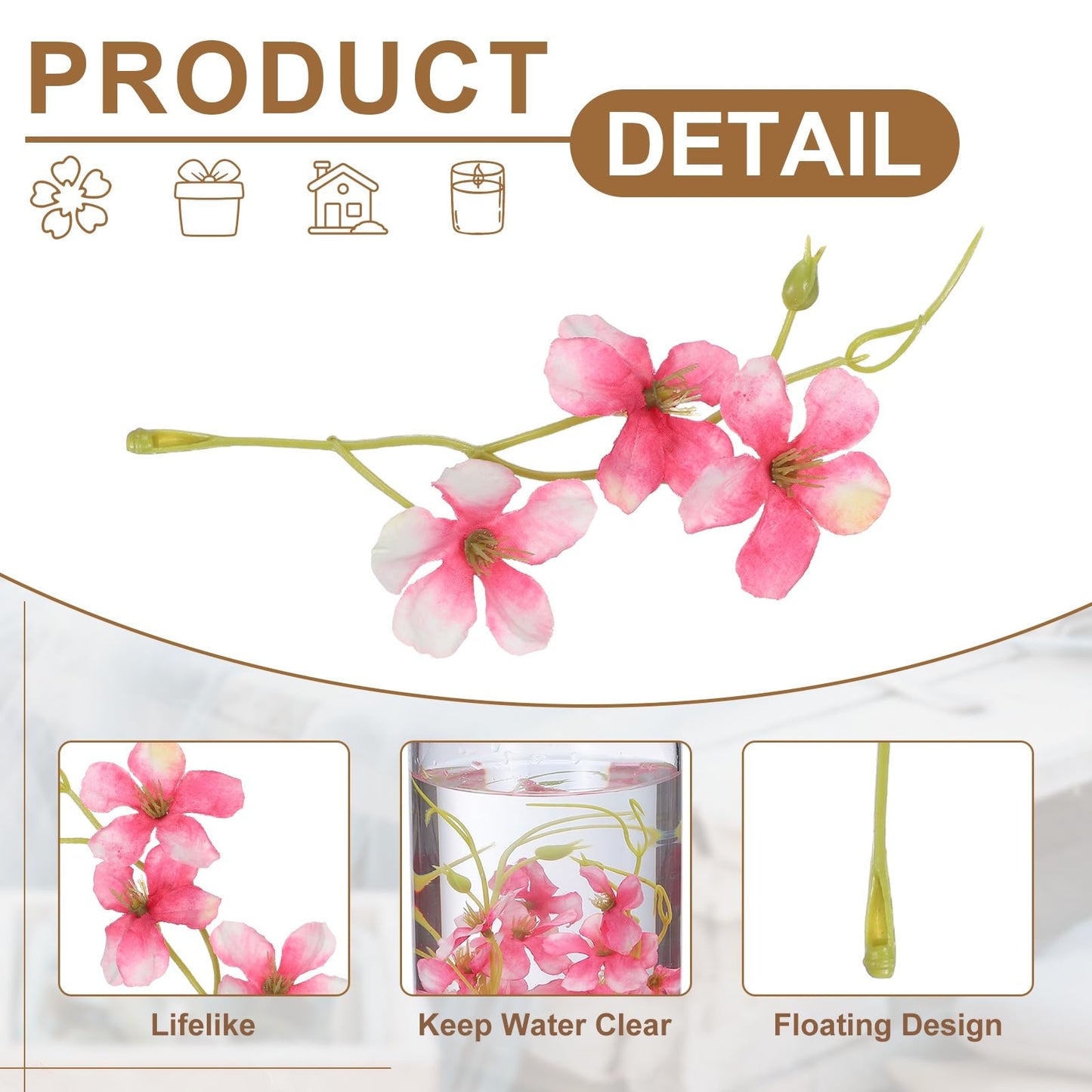 uxcell 24Pcs Floating Flowers for Centerpieces, Pink White Pea Flower Silk Faux Flower Heads for Floating Candles Vases Filler Party Home Table Wedding Centerpieces Decoration