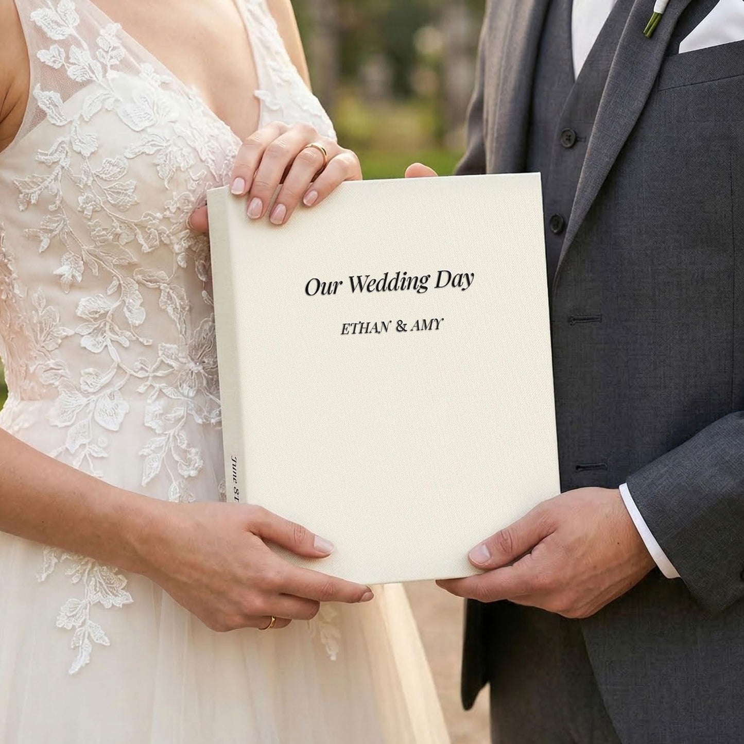 Vienrose Wedding Photo Album 4x6 Slip In Pocket Photo Album with 200 Pockets, Cloth Cover Photo Book, Acid-Free Pages, DIY Custom Cover with Tweezers &Wedding Themed Crystal Stickers, Beige