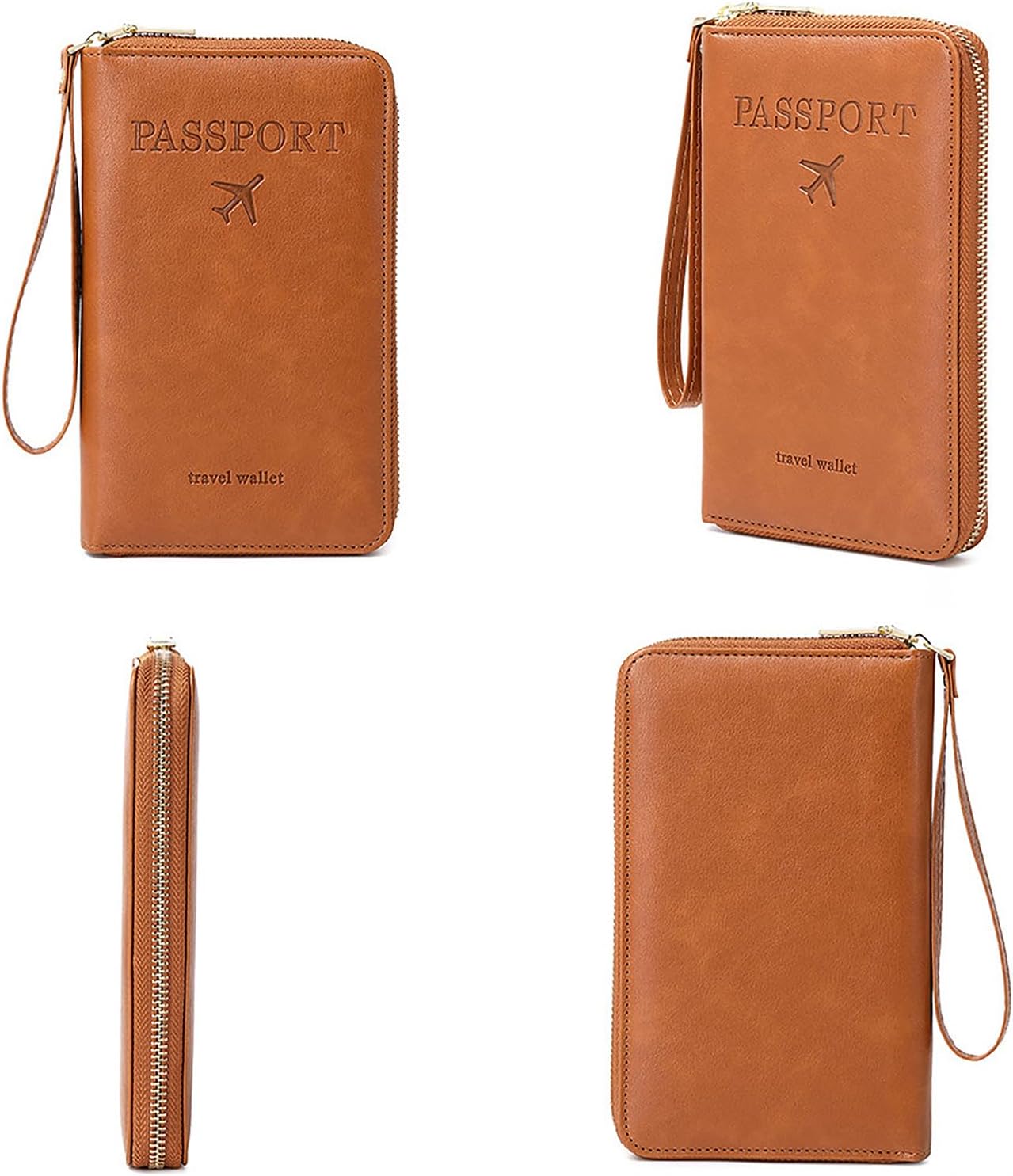 Rowgins Rfid Blocking Passport Holder Wallet, Rowgins Rfid Passport Holder with Zipper, PU Leather PassportHolder for Travel (BLACK)