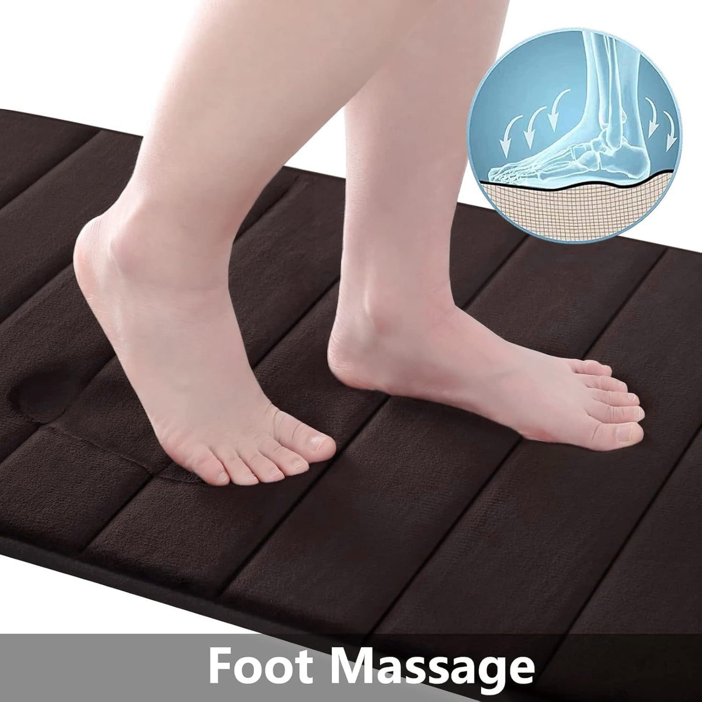 Buganda Memory Foam Bath Mat, 34" x 20", Ultra Soft and Non-Slip Bathroom Rugs, Water Absorbent and Machine Washable Bath Rug for Bathroom, Shower, and Tub, Brown